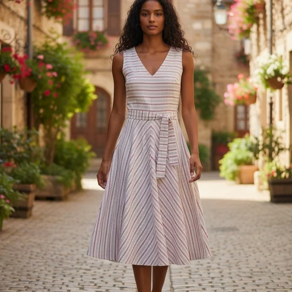 Tommy Hilfiger Multicolor Striped Midi Dress - Picture 1 of 11